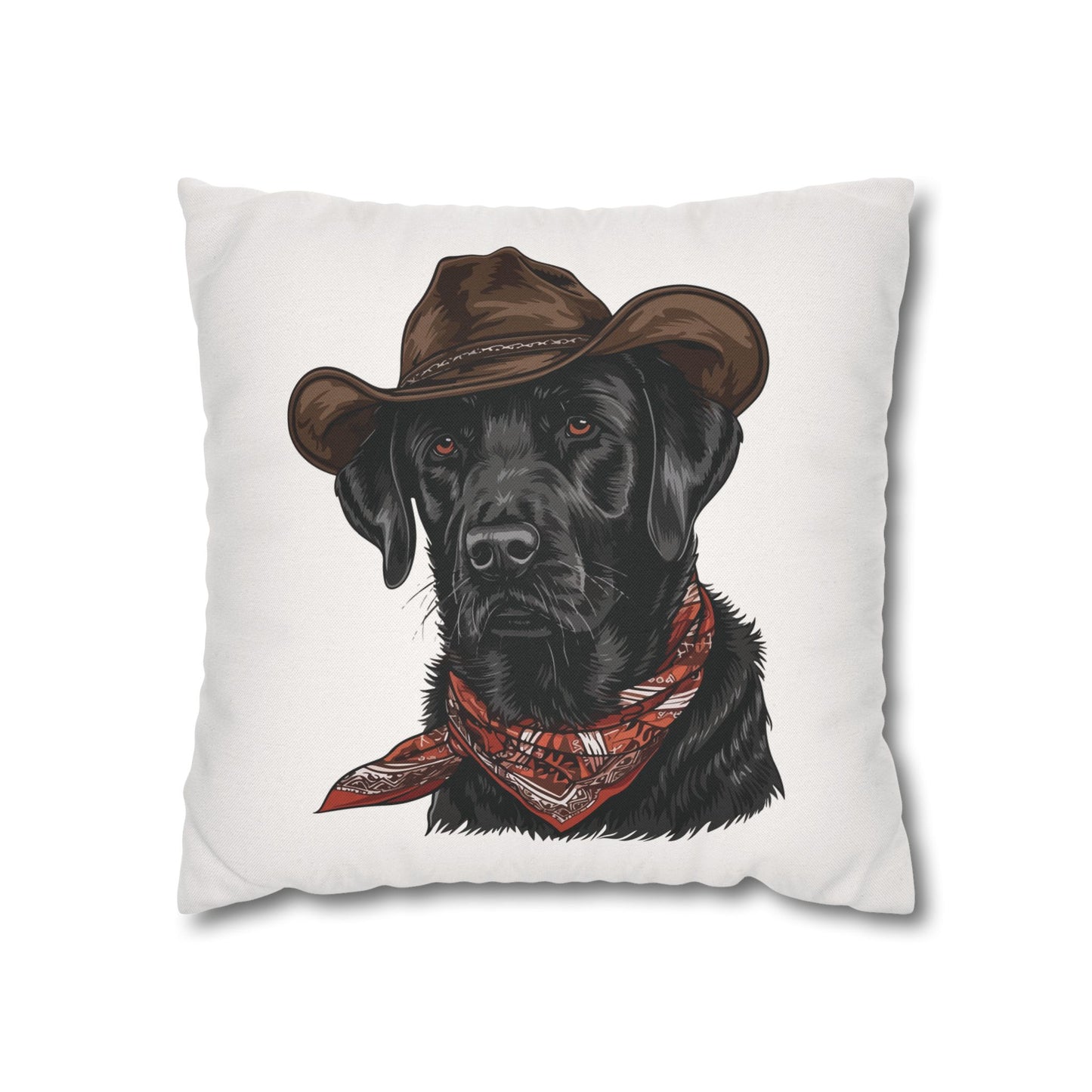 Black Lab, Labrador Retriever, Western Cowboy, Double Sided Pillow Cover