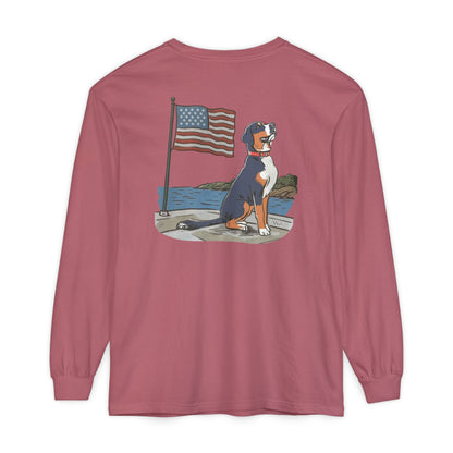 2025 New Summer Swissy Unisex *Long Sleeve* Comfort Colors Brand Shirt, Greater Swiss Mountain Dog Flag Shirt, Cartoon Swissy Character