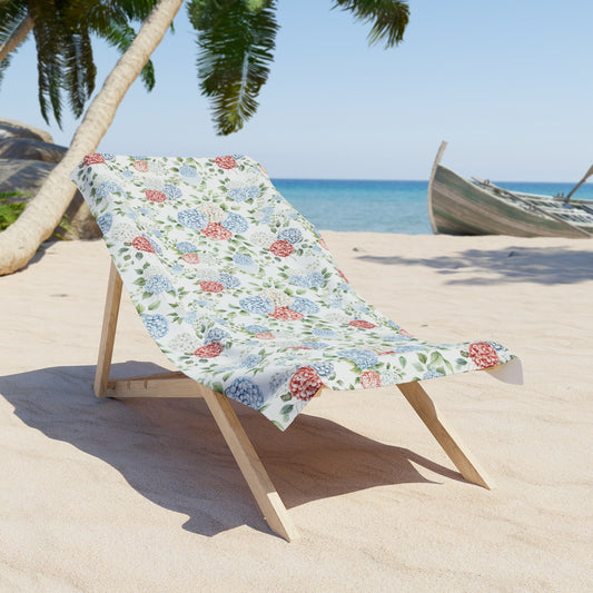 Watercolor Patriotic Summer Hydrangea Bath & Beach Towel