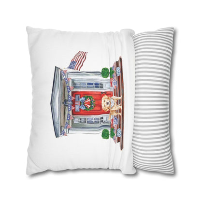 Summer Golden Retriever Pillow Cover, Double Sided, Hand drawn, Watercolor Golden Retriever Patriotic Pillow Cover