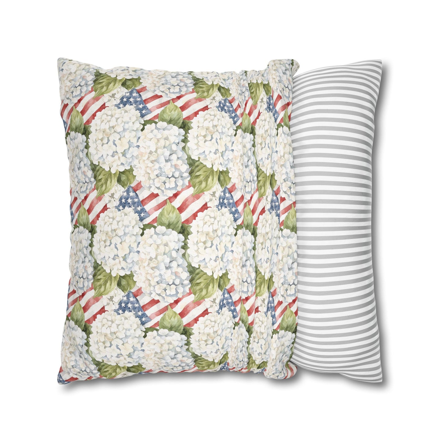 Patriotic Hydrangea Pillow Cover, 4th of July Pillow Cover, Farmhouse Summer Decor