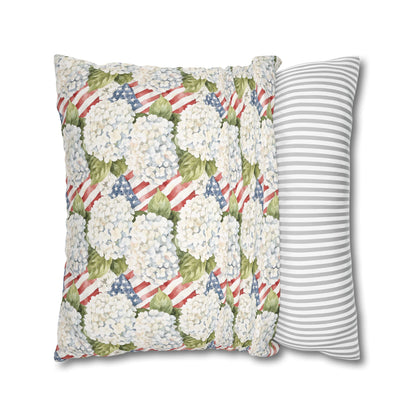 Patriotic Hydrangea Pillow Cover, 4th of July Pillow Cover, Farmhouse Summer Decor