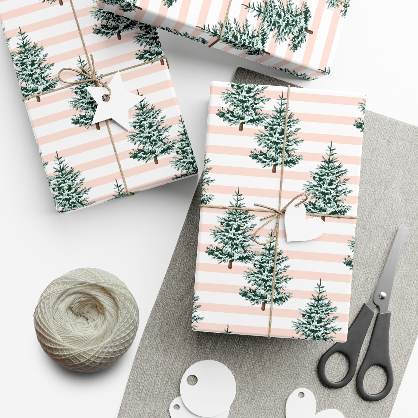 Light Pink Stripe Christmas Wrapping Paper