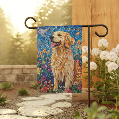 Golden Retriever Garden Flag, Spring & Summer Floral Dog Garden Flag, Watercolor Dog Flag, Double Sided Garden Flag