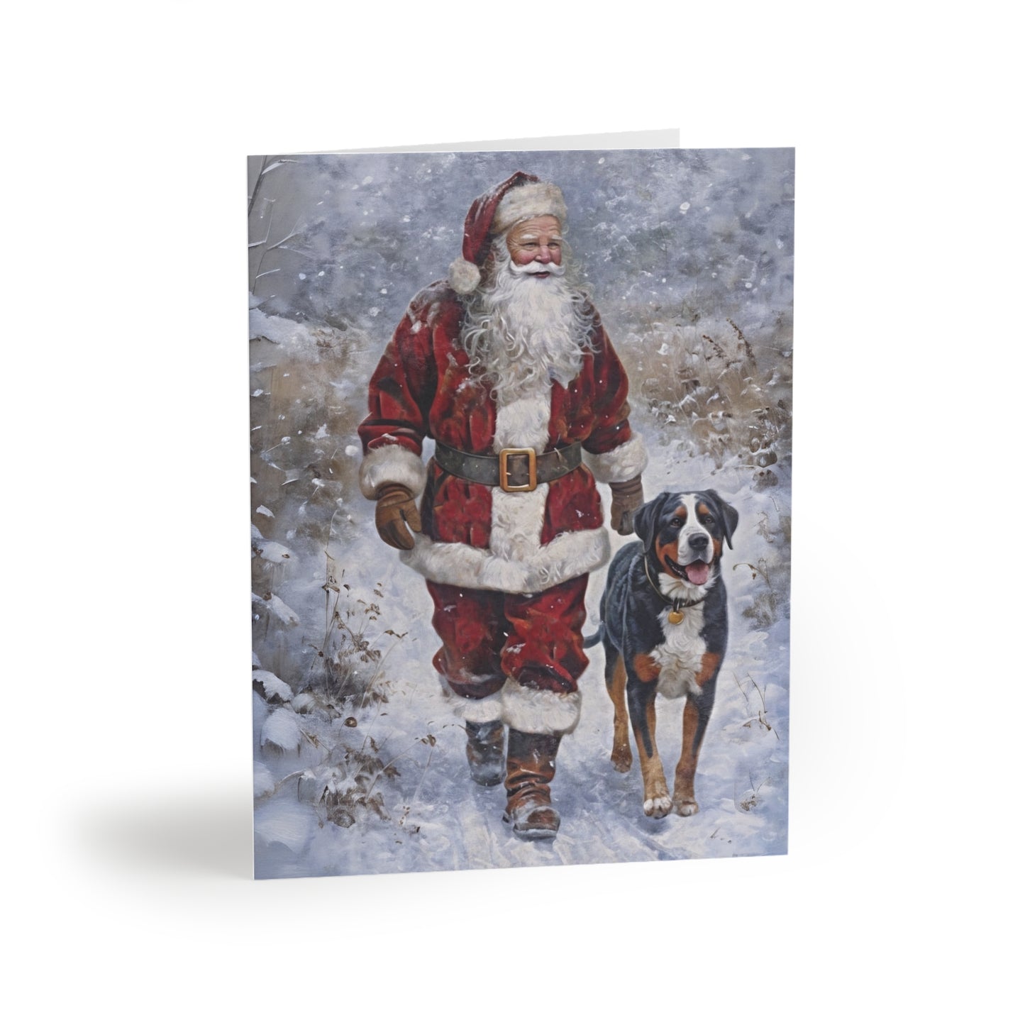 Swissy & Santa Winter Walk Christmas Greeting cards (8, 16, and 24 pcs), Custom Greeting