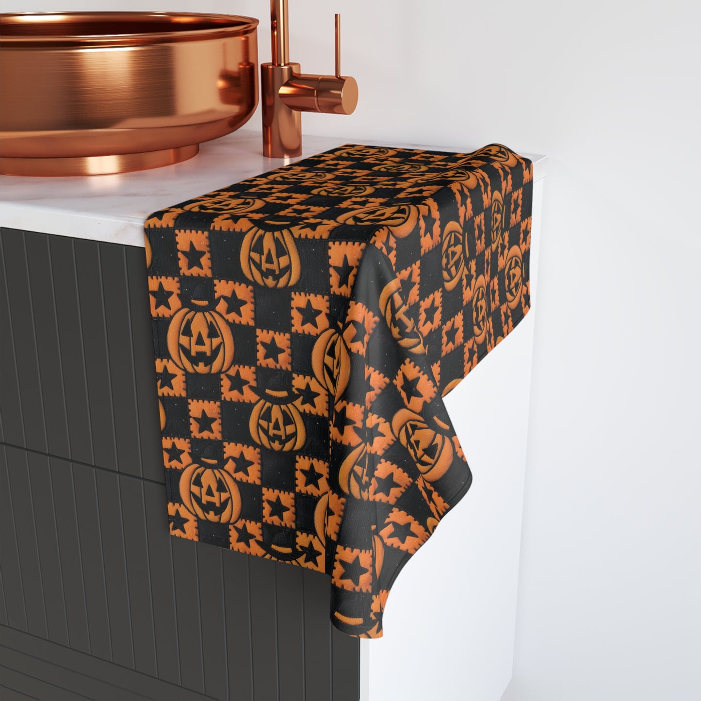 Halloween Faux 3D Quilted Hand Towel