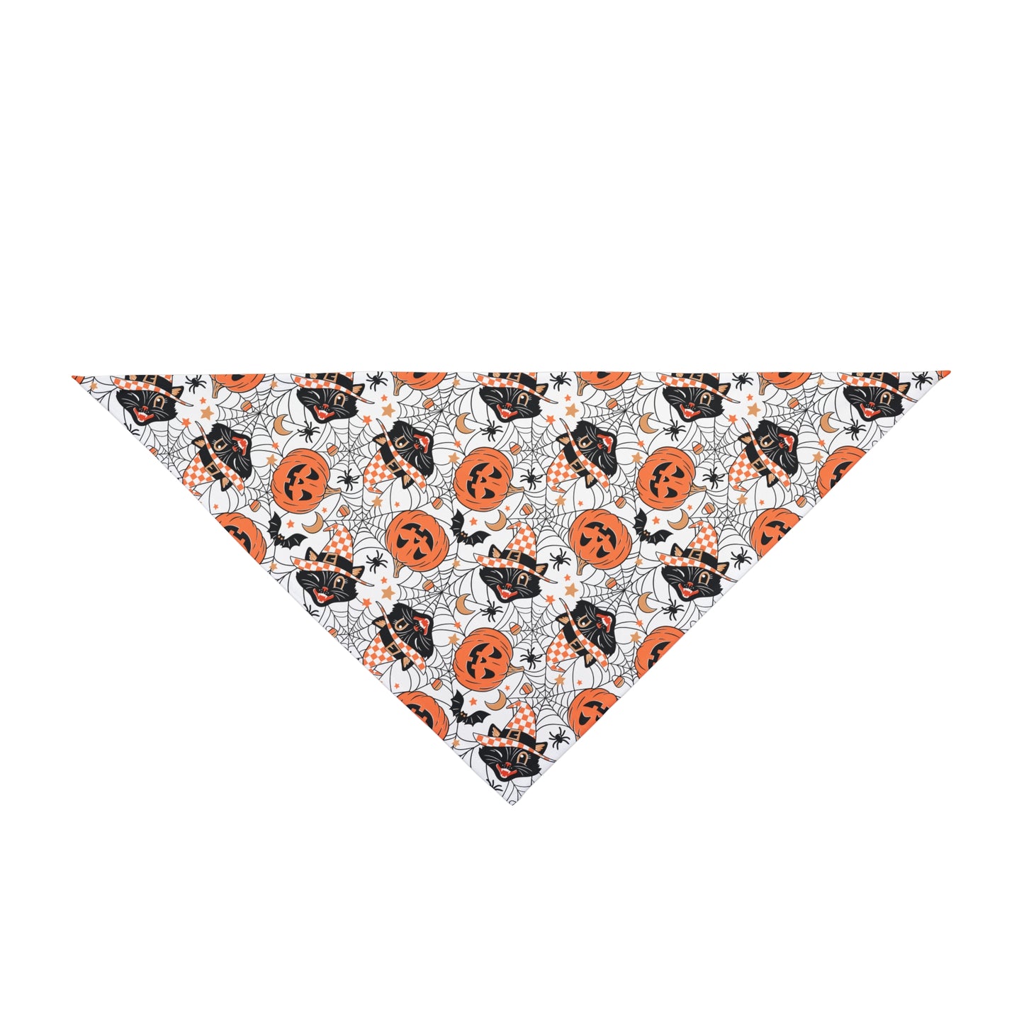Retro Halloween Pumpkins and Black Cat Dog Bandana, Halloween Dog Apparel, Trick or Treat, Dog Costume, Spooky Pet Neckwear, Halloween Dog