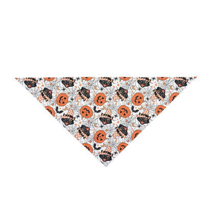 Retro Halloween Pumpkins and Black Cat Dog Bandana, Halloween Dog Apparel, Trick or Treat, Dog Costume, Spooky Pet Neckwear, Halloween Dog