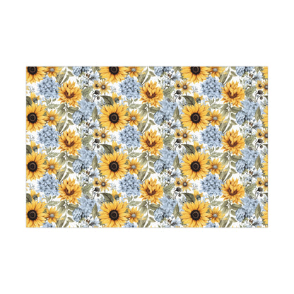 Sunflower Autumn Harvest Farmhouse Wrapping Paper, Gift Wrap