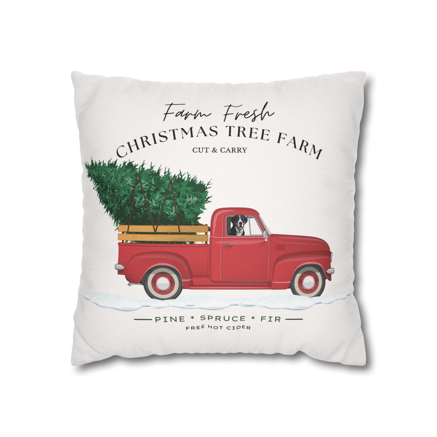 Christmas Swissy Tree Farm Pillow Cover, Double Sided Print