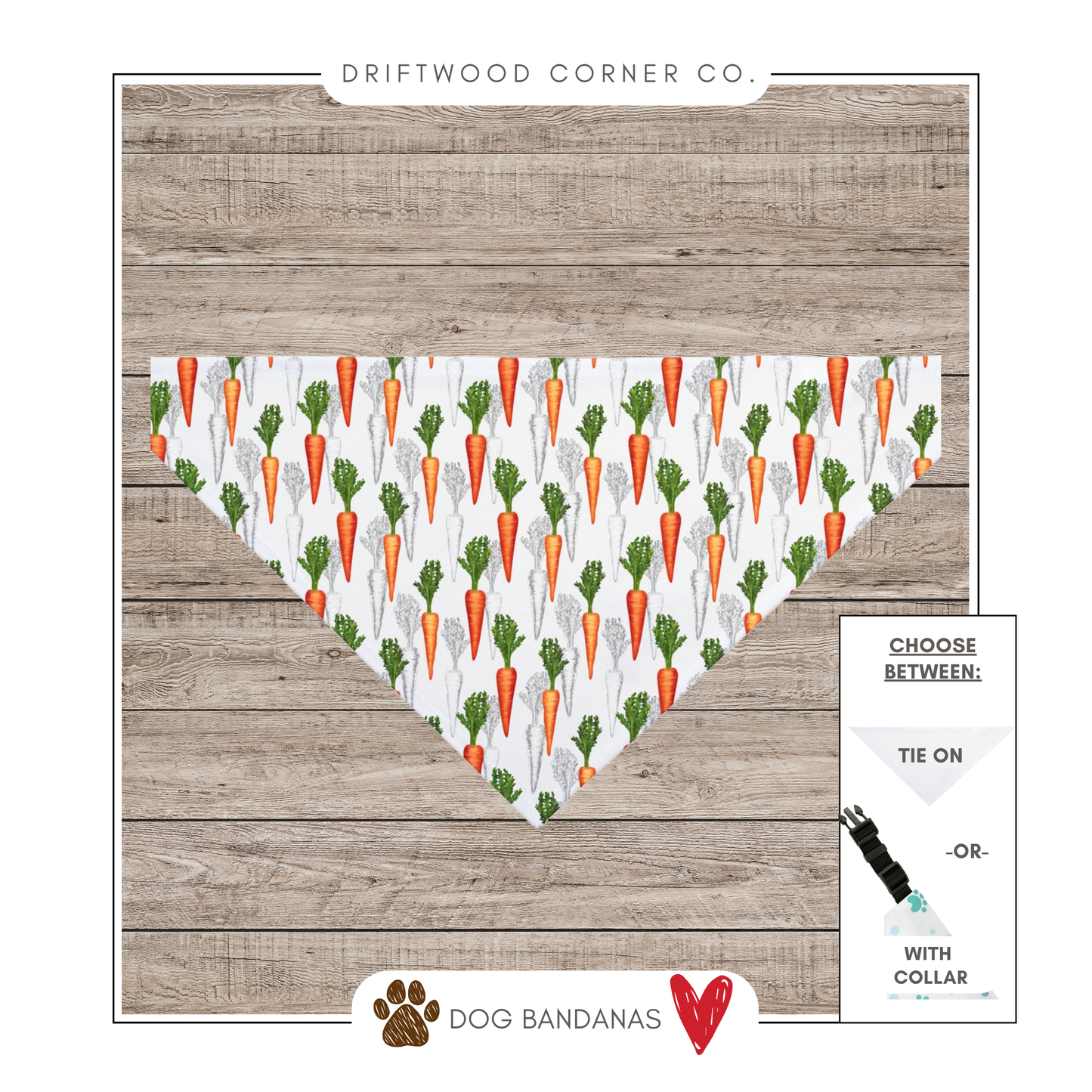 Easter Carrots with Shadow Sketch Dog Bandana