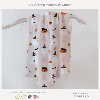 Cute Halloween Watercolor Velveteen Blanket
