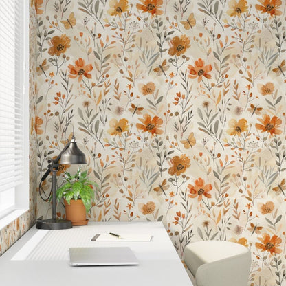 Harvest Wildflowers Wallpaper, Watercolor