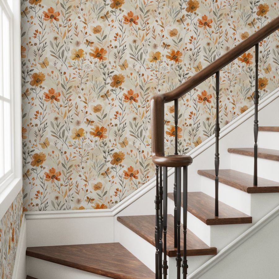 Harvest Wildflowers Wallpaper, Watercolor