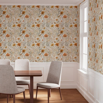 Harvest Wildflowers Wallpaper, Watercolor