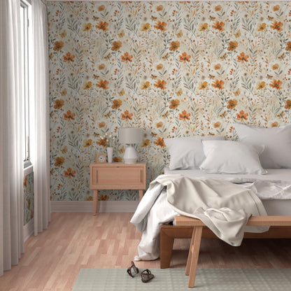 Harvest Wildflowers Wallpaper, Watercolor