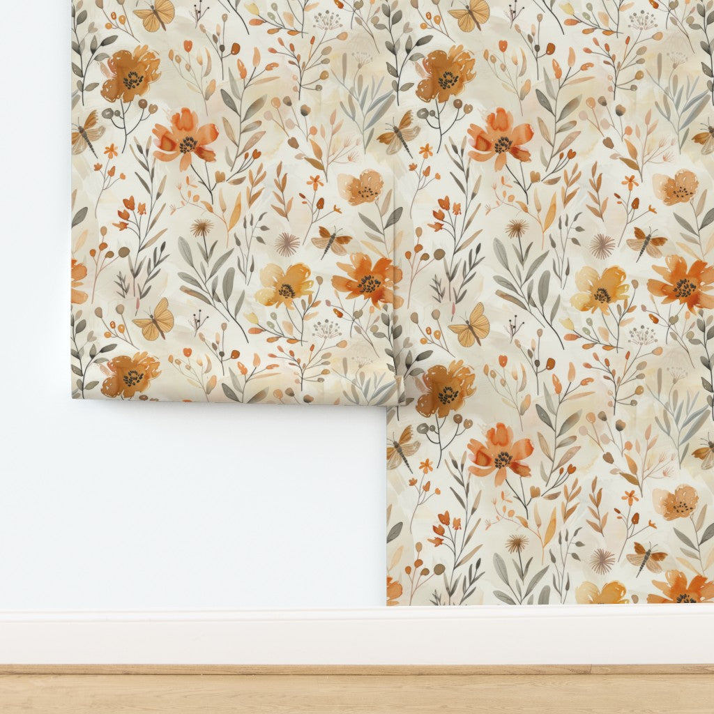 Harvest Wildflowers Wallpaper, Watercolor