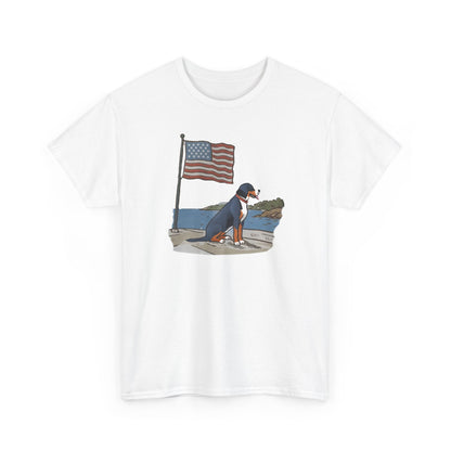 2025 New Summer Swissy Unisex Tshirt, Greater Swiss Mountain Dog Patriotic Flag Shirt, Cartoon Swissy Character