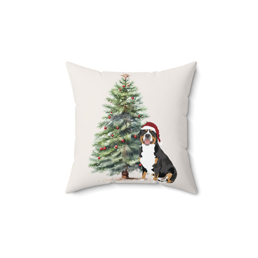 Swissy Double Sided, 2 Different Christmas designs, Throw Pillow, GSMD Christmas, Greater Swiss Mountain Dog Christmas Decor