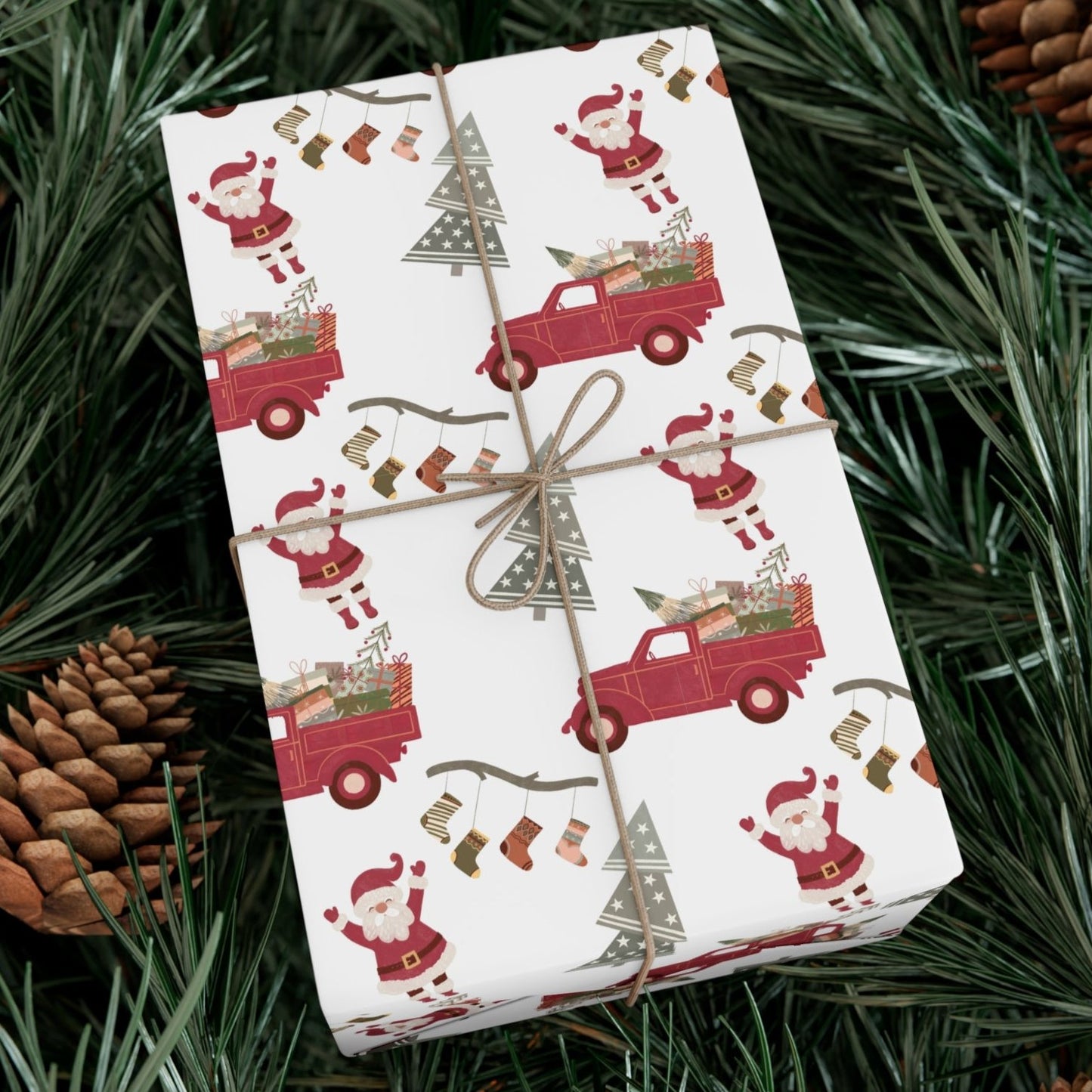 Christmas Red Truck Gift Wrap