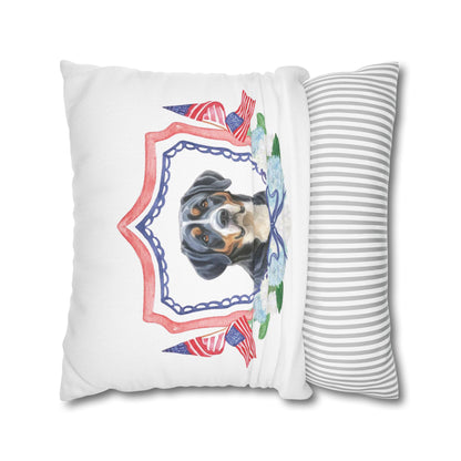 Summer Swissy in the USA, Greater Swiss Mountain Dog Pillow Cover, Hand Drawn, Double-Sided Graphics, Swissy, GSMD