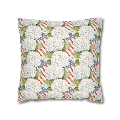 Patriotic Hydrangea Pillow Cover, 4th of July Pillow Cover, Farmhouse Summer Decor