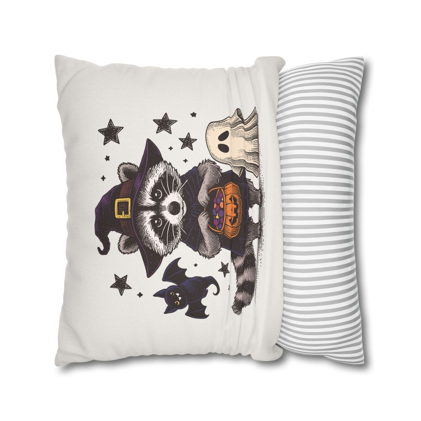 Halloween Raccoon Ghost Pillow Cover