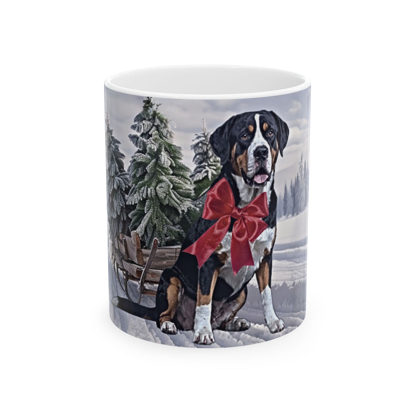 Greater Swiss Mountain Dog Christmas Ceramic Mug, (11oz, 15oz)