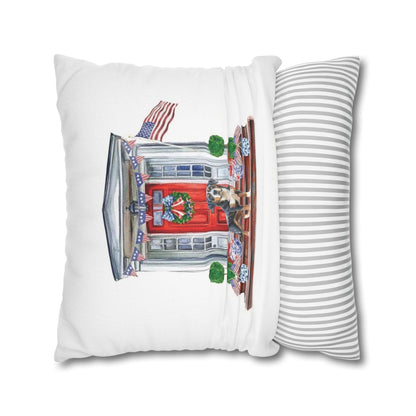 Summer Swissy in the USA, Greater Swiss Mountain Dog Pillow Cover, Hand Drawn, Double-Sided Graphics, Swissy, GSMD
