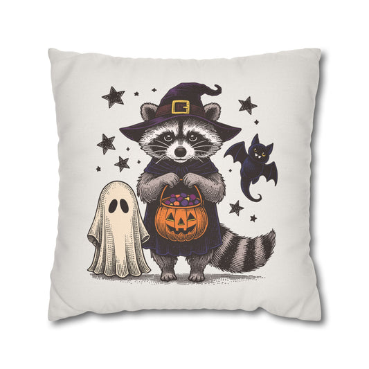 Halloween Raccoon Ghost Pillow Cover