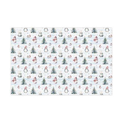 Adorable Christmas Gift Wrap, Merry Christmas Wrapping Paper, Rustic Christmas, Woodland Christmas, Woodland Animals, Snowman, Winter Fox