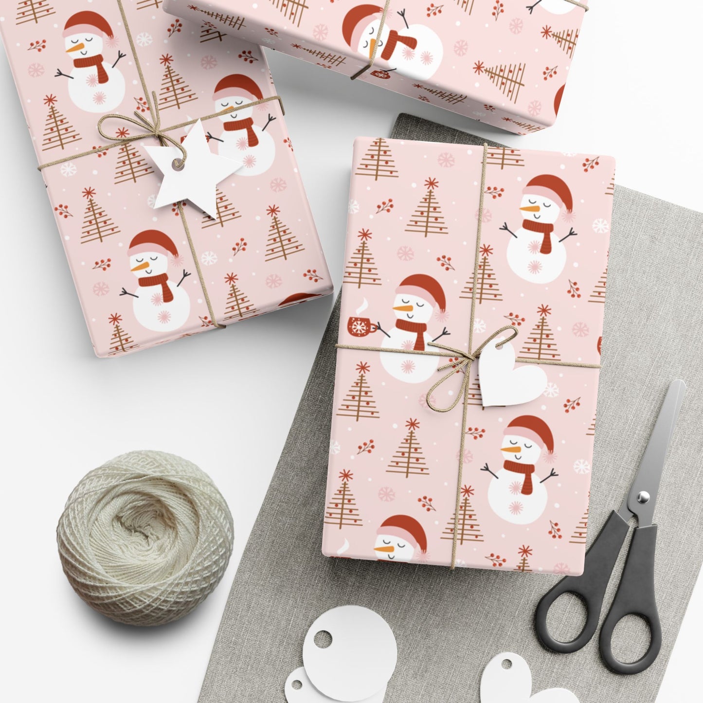 Kids Pink Snowman Wrapping