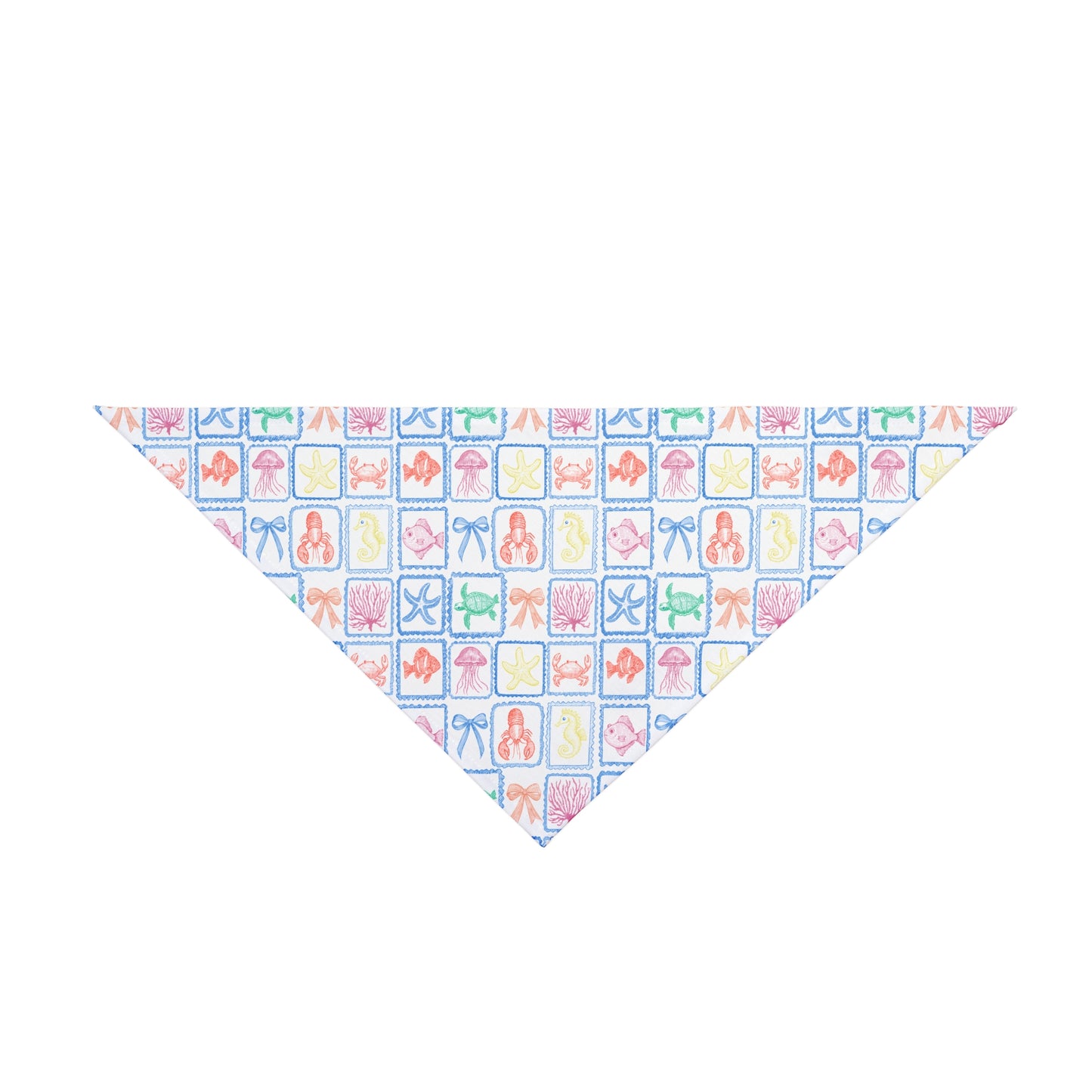 Hand Sketched Summer Line Art Dog Bandana, Summer Dog Apparel, Summer Dog, Nautical Beach Dog Bandana