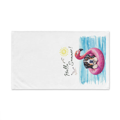 Summer Swissy Hand Towel for Bath and Kitchen, Greater Swiss Mountain Dog