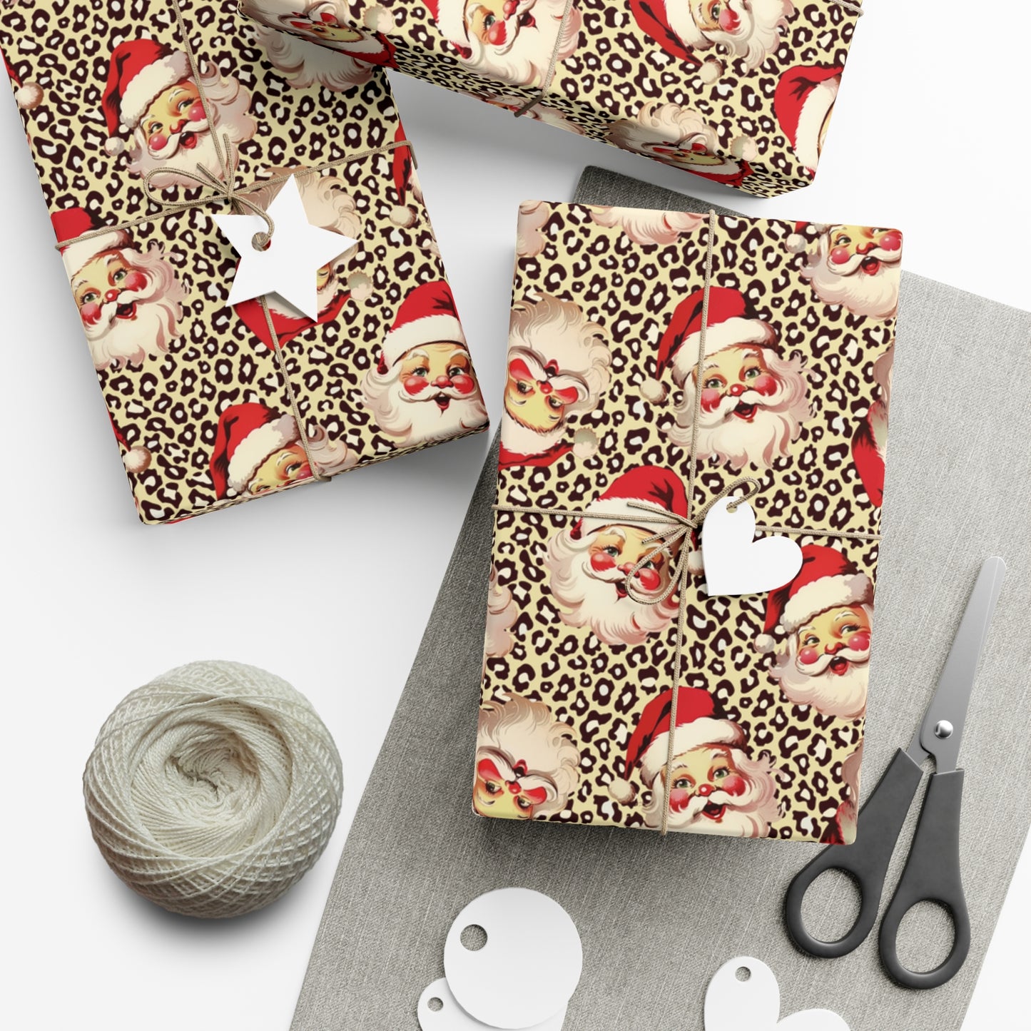 Vintage Santa Leopard Print Christmas Gift Wrap