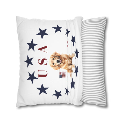 Double Sided Patriotic Golden Retriever Dog with 2 Different Summer Graphics