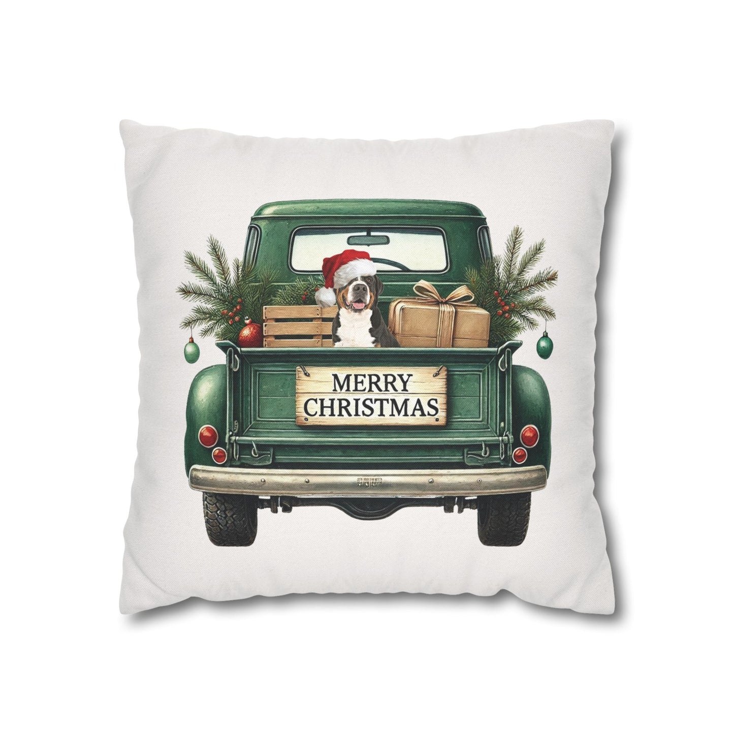 Christmas Truck Swissy Pillow Cover, Double Sided Print