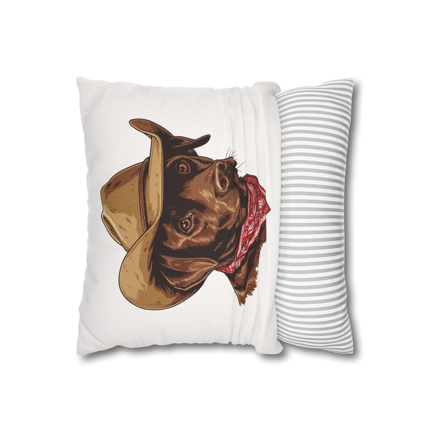 Chocolate Lab, Labrador Retriever, Western Cowboy, Double Sided Pillow Cover