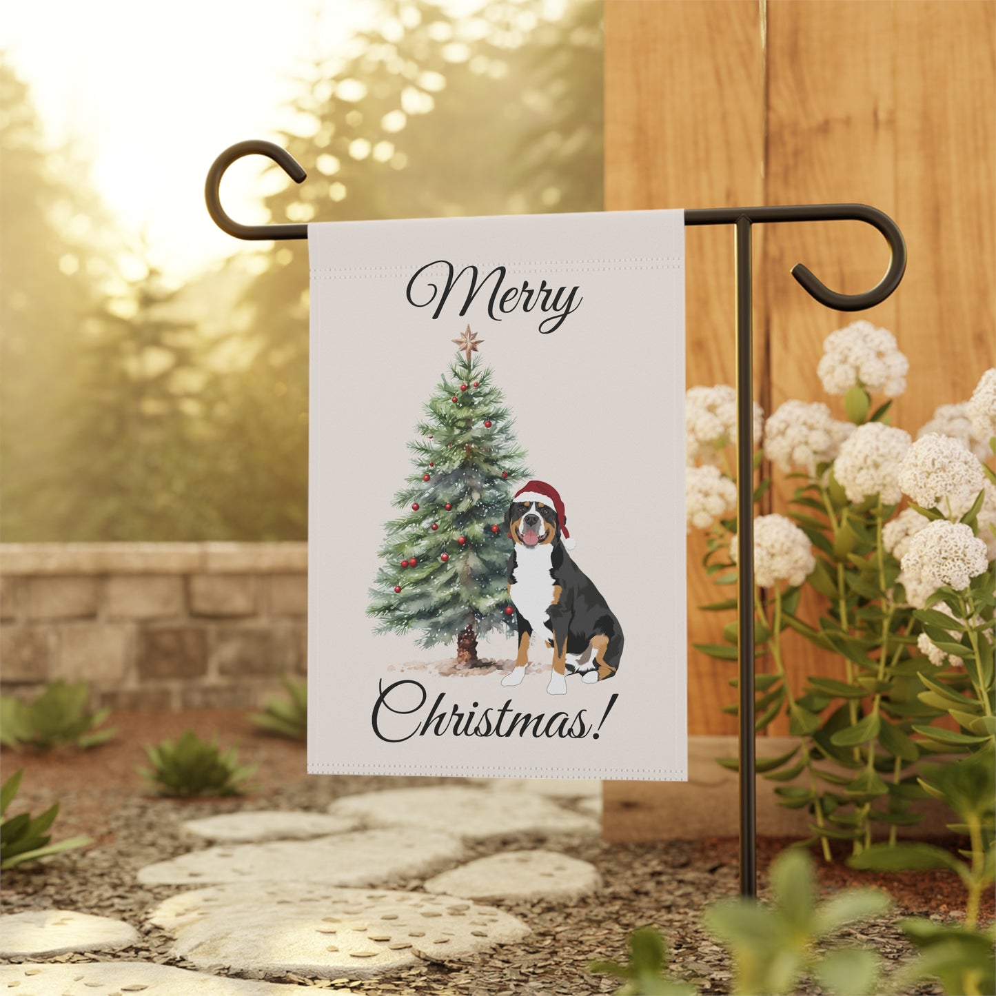 Greater Swiss Mountain Dog Christmas Garden Flag, GSMD Christmas Decor, GSMD, Swissy Christmas