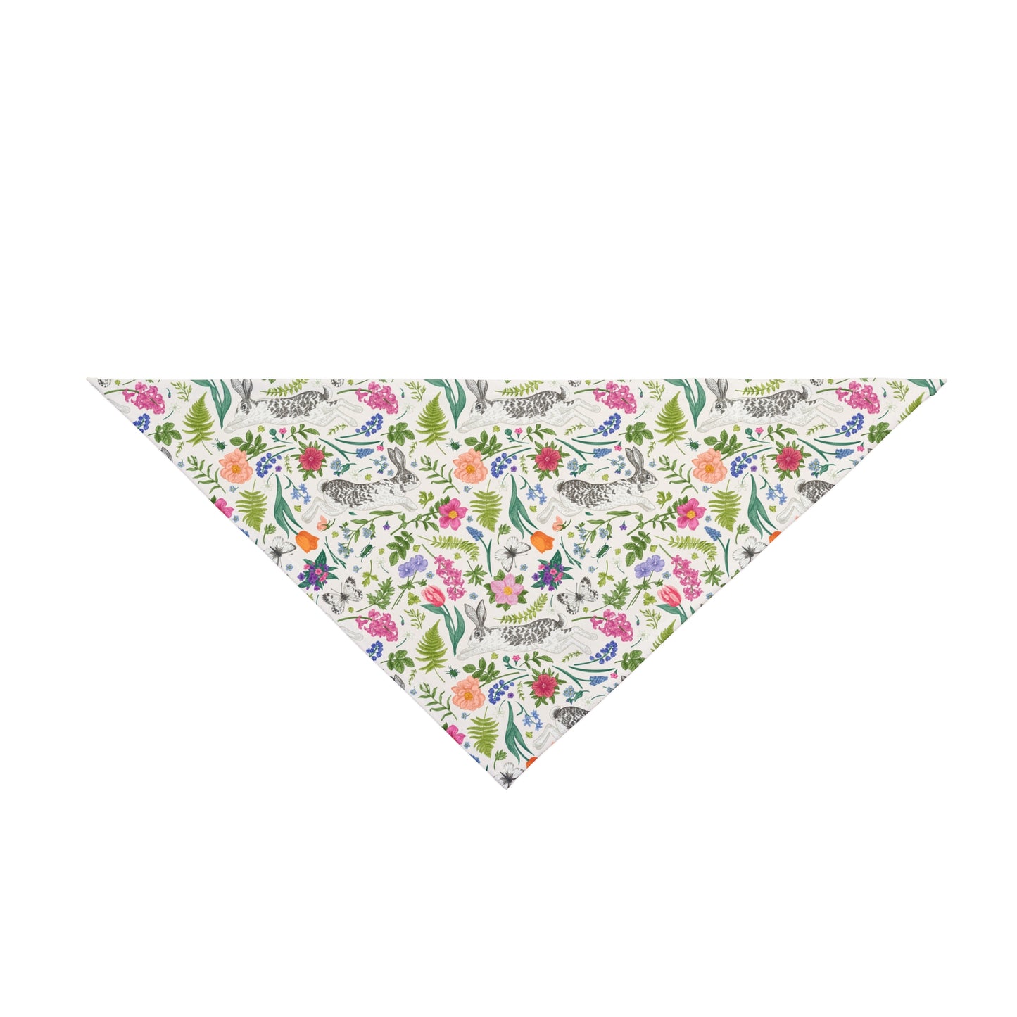 Colorful Botanical Bunny Toile Dog Bandana, Easter Dog Bandana