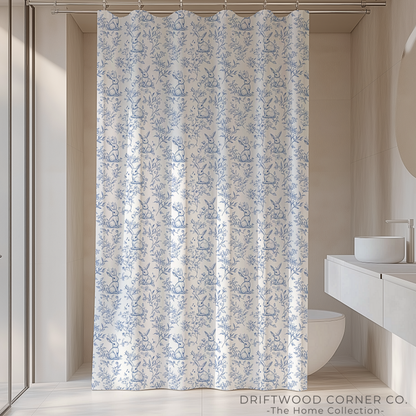 Sketched Rabbit Toile Shower Curtain