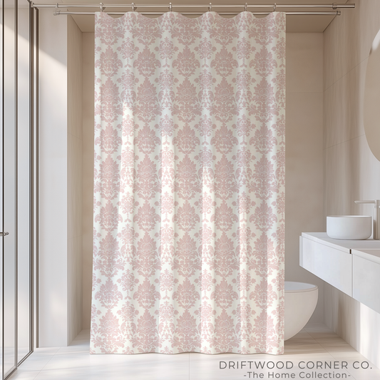 Pink Toile Spring Cottage Shower Curtain