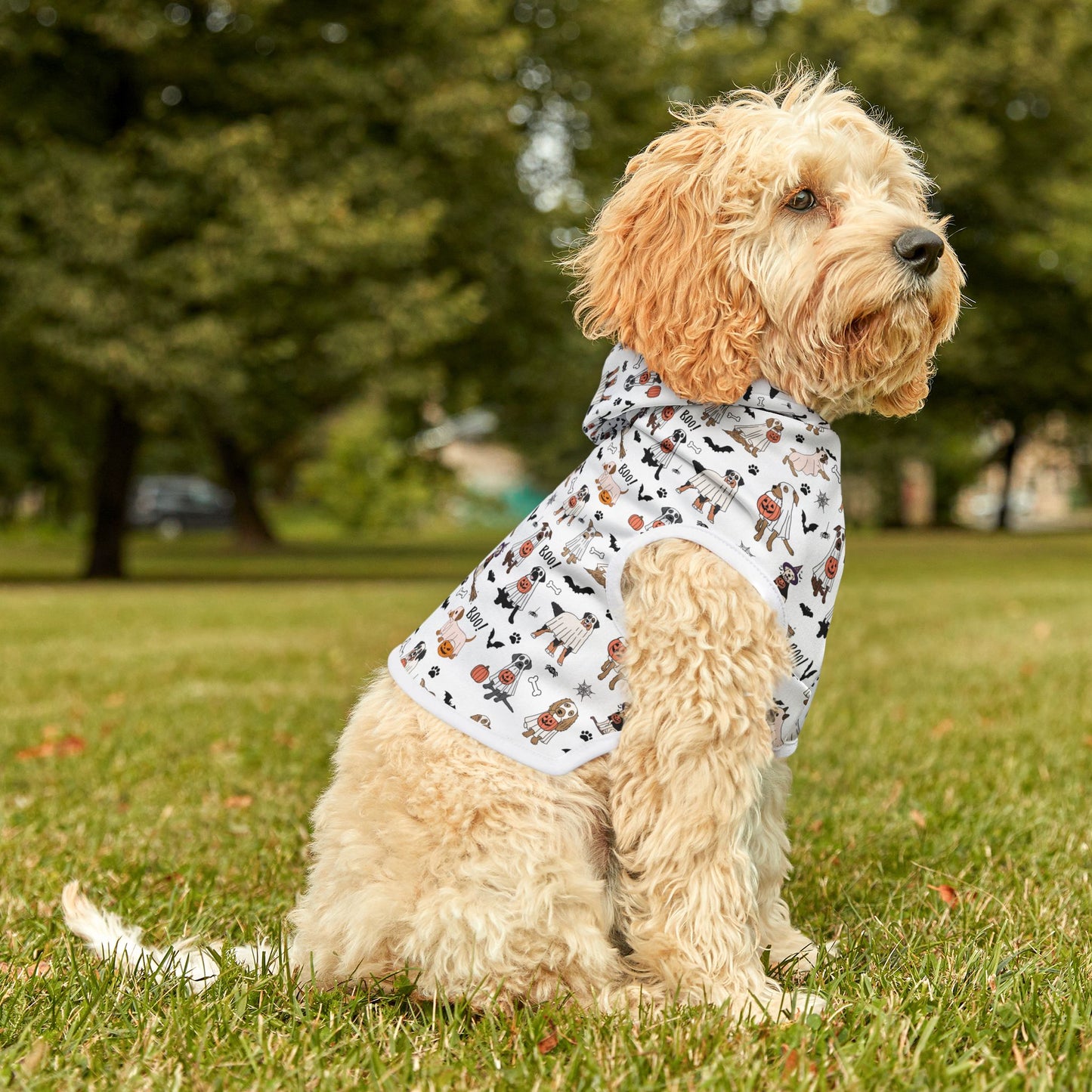 Halloween Dog Hoodie, Spooky Dogs Halloween Pattern, Costume Dog Hoodie, Halloween Costume for Dogs