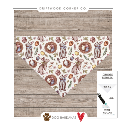 Hand Sketched Easter Bunny Dog Bandana, Easter Dog Bandana