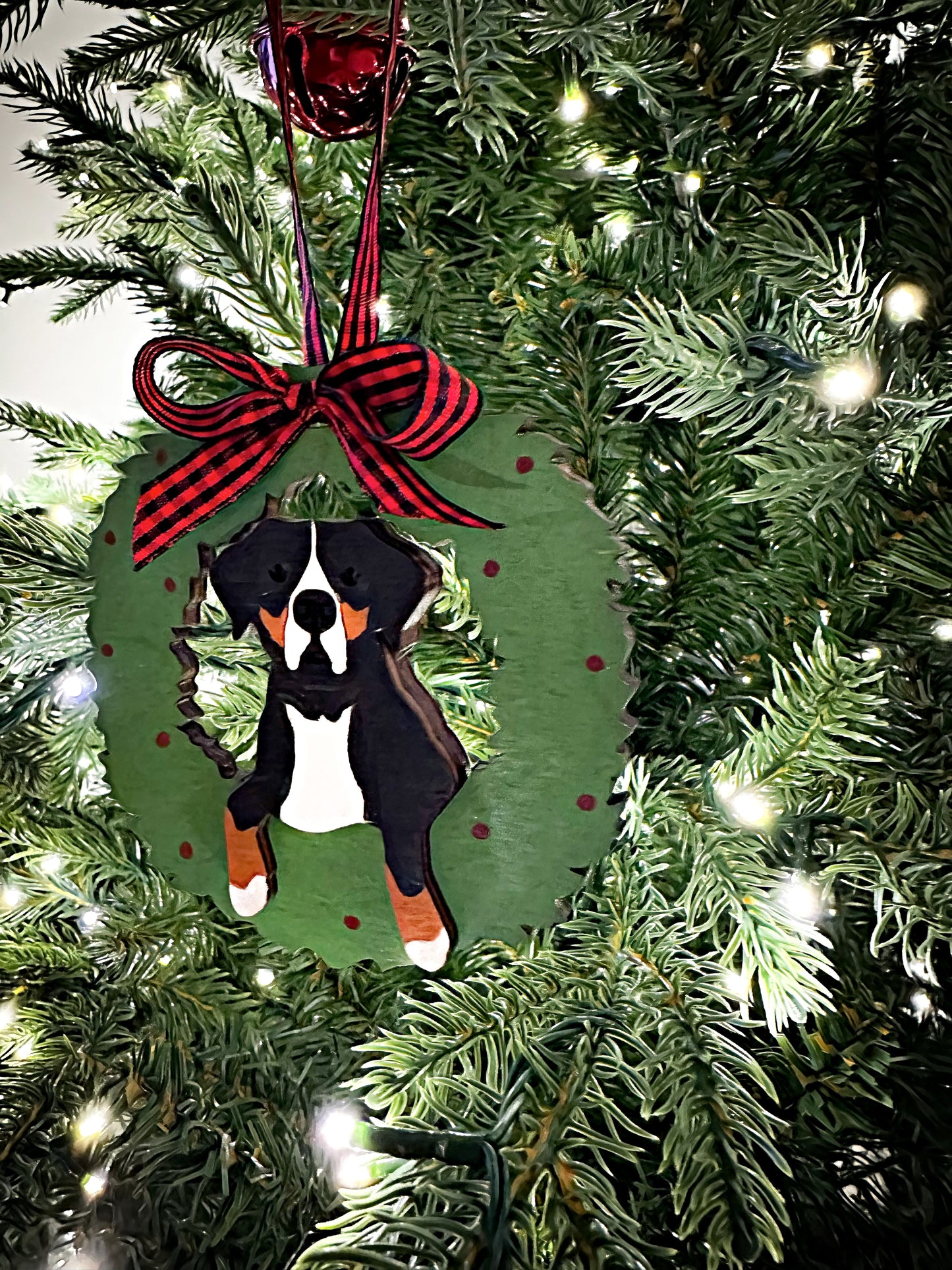 Greater Swiss Mountain Dog Wreath Ornament