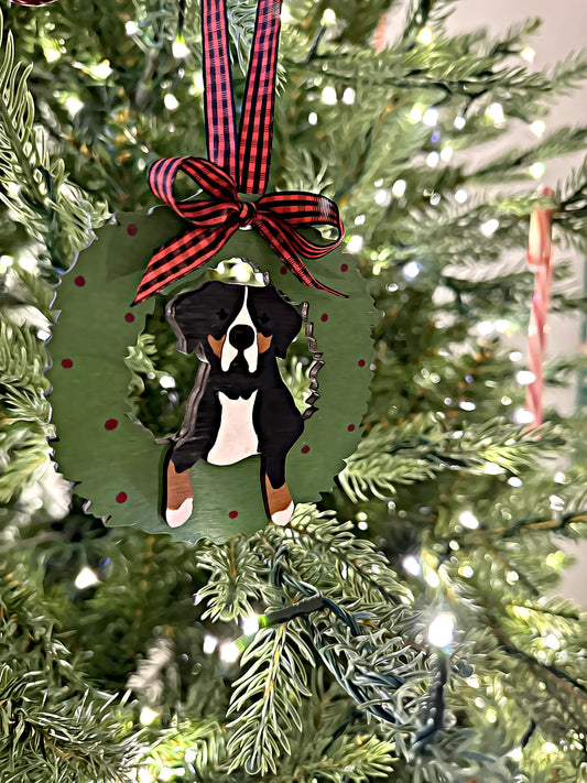 Greater Swiss Mountain Dog Wreath Ornament