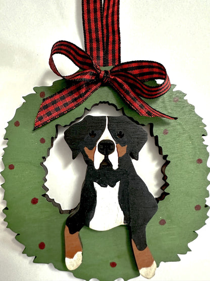 Greater Swiss Mountain Dog Wreath Ornament