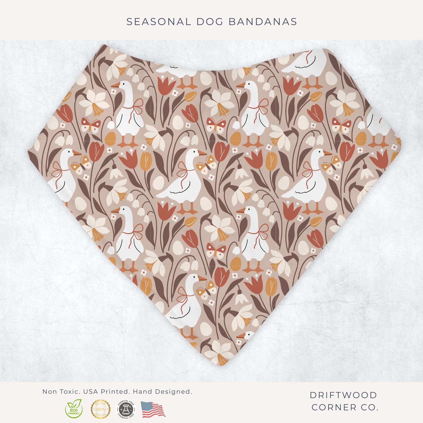 Pet Bandana, Autumn Geese Fall Goose Dog Scarf, Cozy Dog Accessory, Thanksgiving Neckwear, Seasonal Apparel, Cute Pet Bandanna