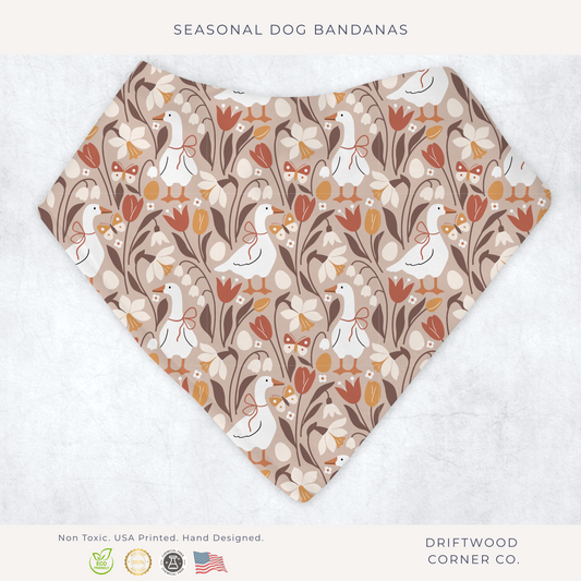 Pet Bandana, Autumn Geese Fall Goose Dog Scarf, Cozy Dog Accessory, Thanksgiving Neckwear, Seasonal Apparel, Cute Pet Bandanna