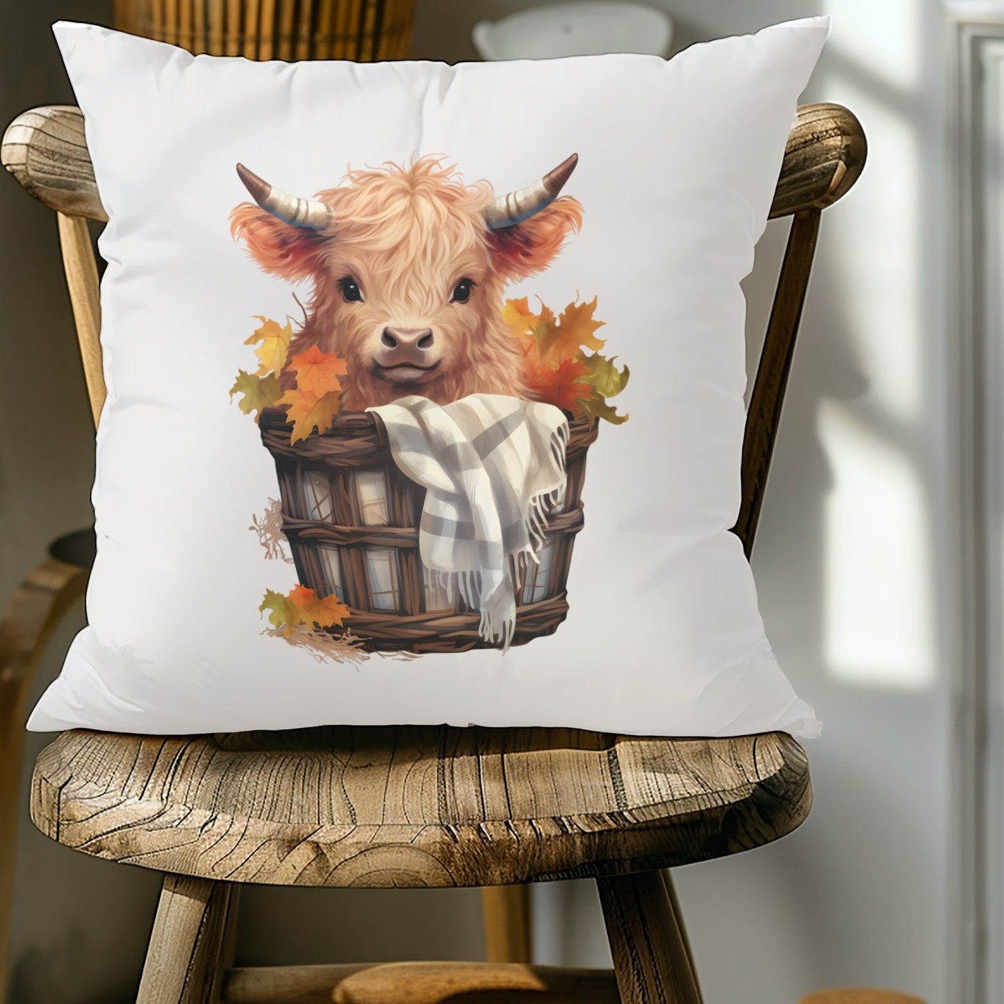 Fall Highland Cow Pillow Cover